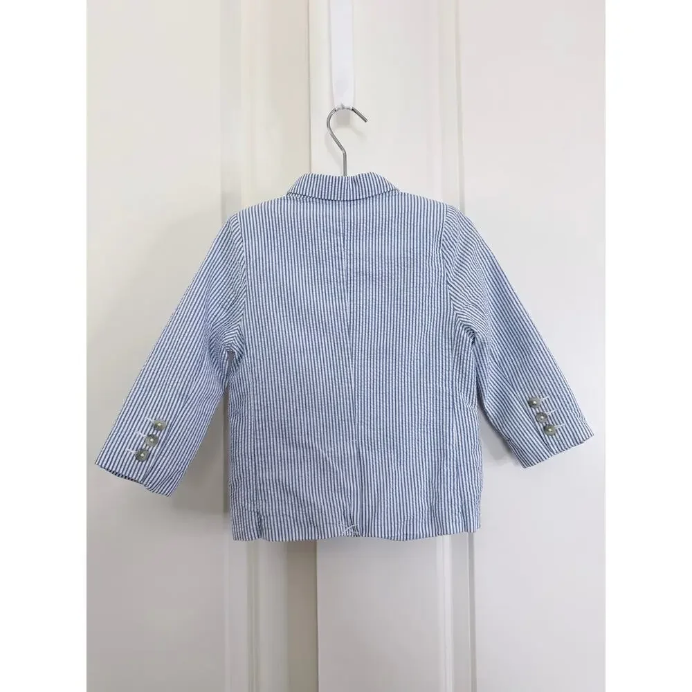Gymboree Boys Seersucker Stripe Blazer Jacket blue white